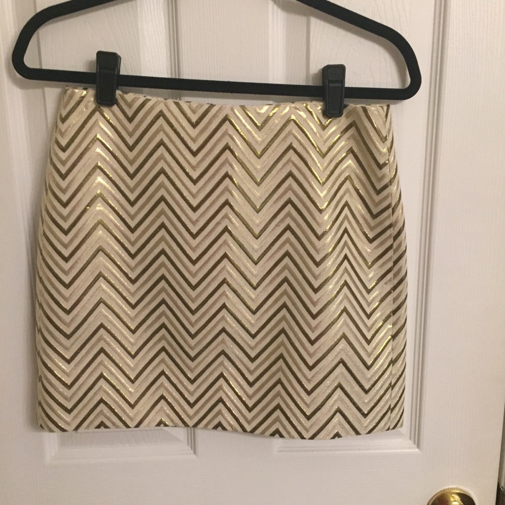 J.Crew gold chevron striped skirt size 0 NWT